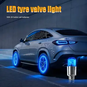 2026 Edition 4 Pack Inflating Valve LED Lights, Night Safety Warning Tyre Lights Waterproof for Bicycle Motorcycle, Cool Modify Wheel Glow Caps