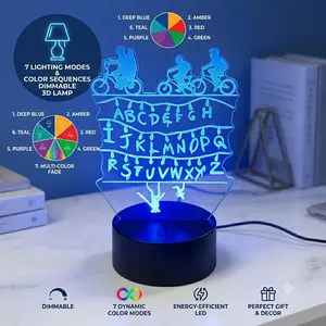 Stranger Things Themed 3D Optical Illusion Projection Logo Lamp, USB-Rechargeable Home Decor Light for Bedroom & Game Room, Valentine's Gift for Boyfriend, Projection Logo Light