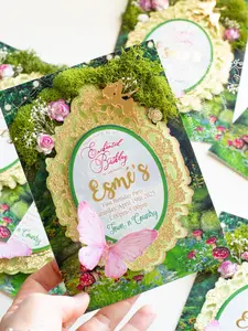 Fairy Card, enchanted garden invitation, quinceanera card SAMPLE