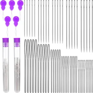 65 count 12 Sizes Large Eye Blunt  Set, Large Eye Sewing , Tapestry , Yarn  with Threaders, Embroidery  for Hand Sewing for Knitting Sewing