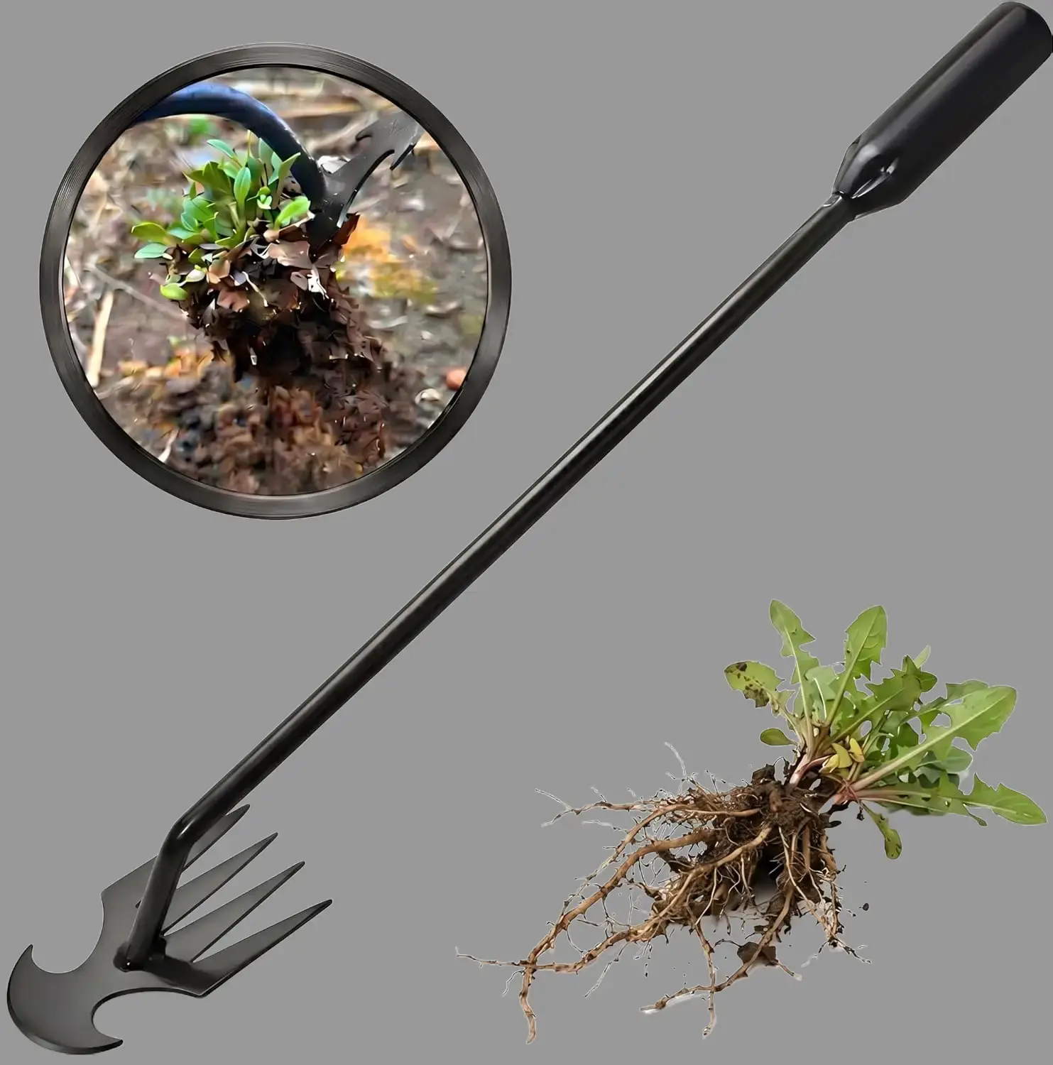 Weed Puller Tool, 4-Claw Manganese Steel Gardening Hand Weeding Tool, Weed Remover for Crabgrass Dandelion, 17-Inch Manual Soil Loosening and Transplanting Claw for Yard Flower Beds & Light Digging