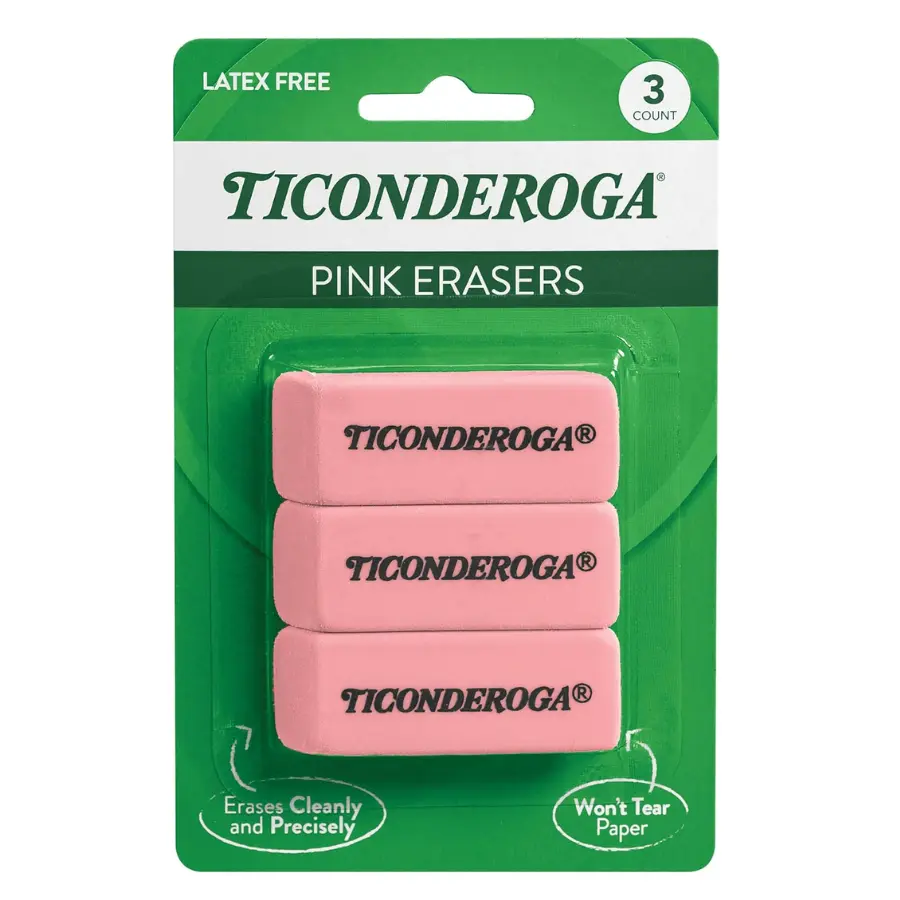 3 Pack Pink Wedge Erasers, Soft Rubber Pencil Erasers for School, Office, Classroom, Drawing, Sketching & Everyday Writing