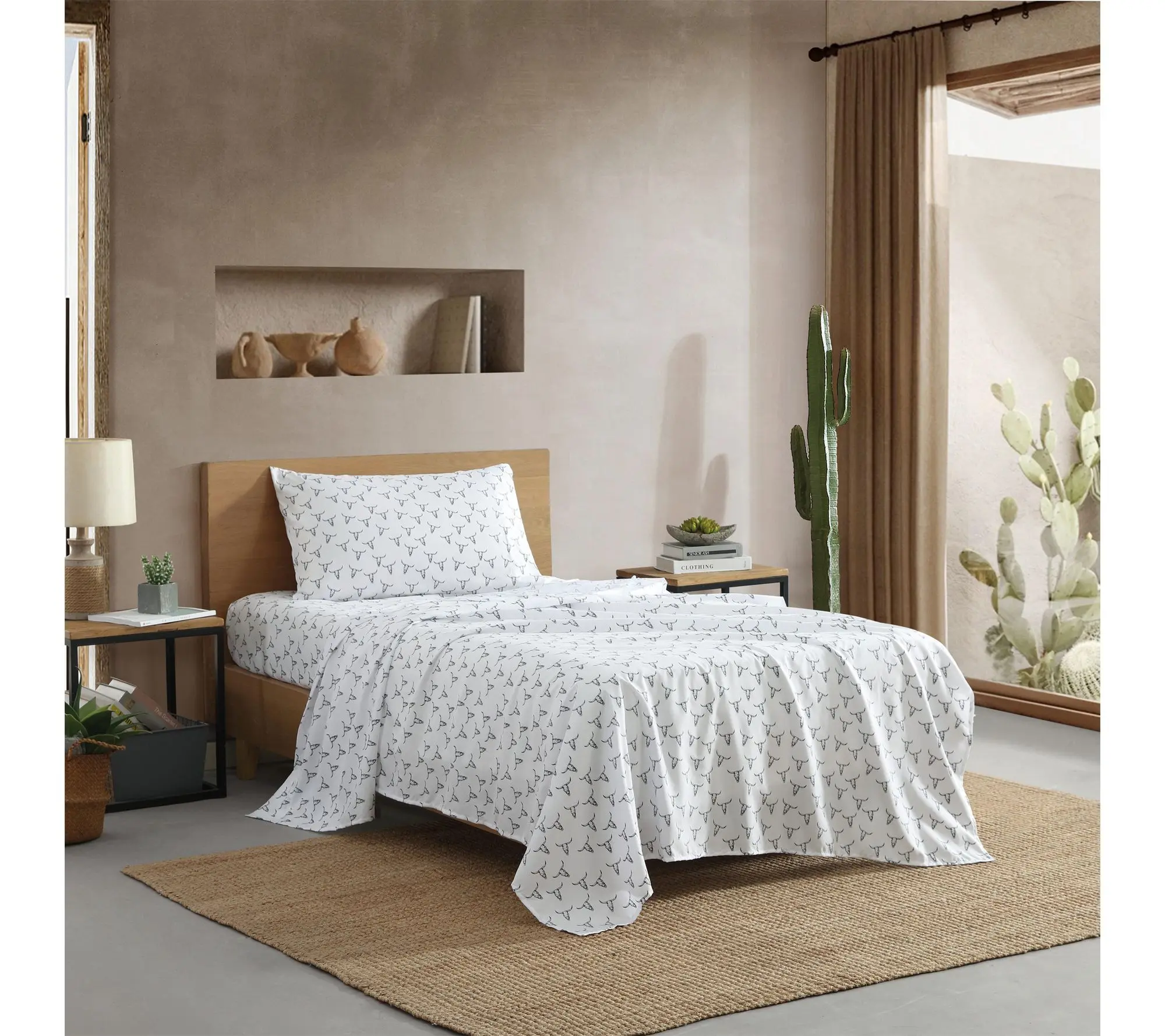 Wrangler Steer Skulls Black Twin Microfiber Sheet Set
