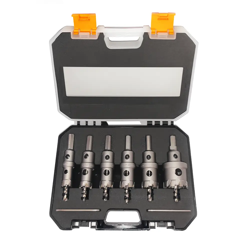 8-Piece TCT Carbide Hard Metal Drill Bit Set with Screw Extractor Bits, Power Tool Accessories for Drilling Metal Plates, Stainless Steel