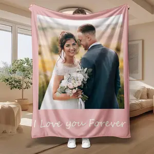 Custom Photo Blankets Personalized Gifts for Mom Dad Couple, Soft Plush Fleece Throws, Send Pictures Online Easy DIY, Perfect Christmas Birthday Anniversary Housewarming Presents, Various Sizes