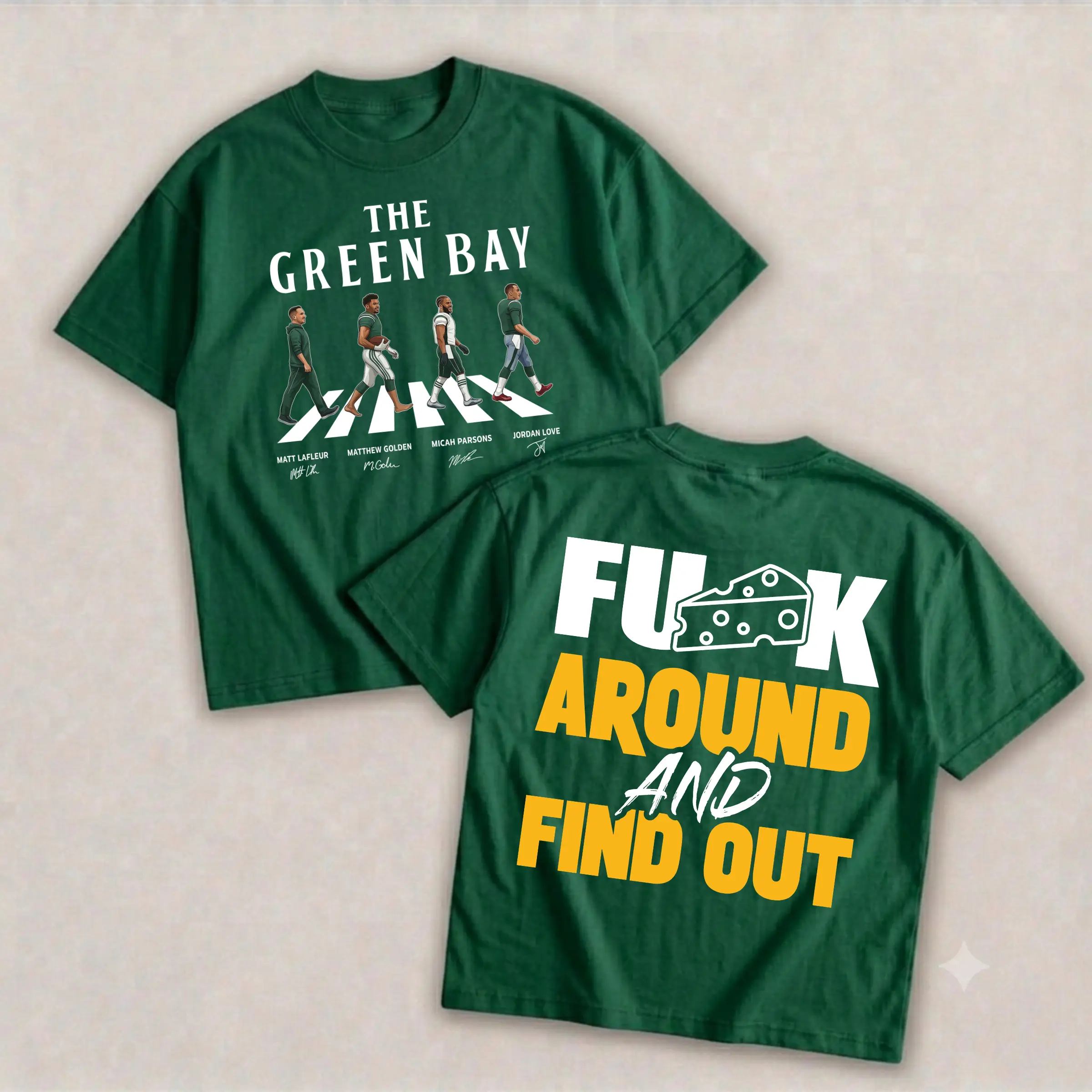 GreenBay Inspired Two-Sided Graphic TSHIRT Sweatshirt Hoodie T-Shirt, Vintage Football Fan Game Day Pullover