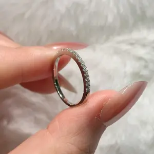 S925 Sterling Silver One-Line Band Ring Synthetic Moissanite fashion jewelry accessory woman girl promise ring-209(50%)