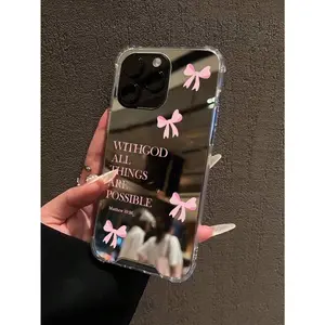 Bowknot Hear Cute Pattern Mirror Anti-Fall Sleeve Phone Case Cover for iphone 17 pro max 16 Plus 15 14 13 12 11 Plus Fashion Trendy Anti-Stain Durable Lightweight Protection Shockproof Matte Texture Elegant Luxury Gift High-Quality New Product, New Year's