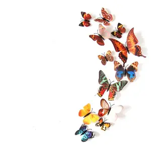 TIKA 12-Piece 3D Butterfly Wall Stickers, Vibrant PVC Art Decals for Home Decor and Mural Accent