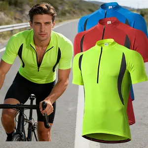 Men’s summer short-sleeve cycling shirt, half-zip design, non-slip, quick-drying, breathable, suitable for outdoor cycling#SummerVibes