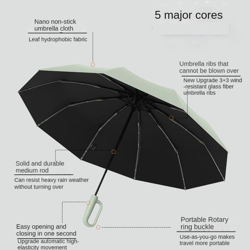 Automatic Folding Umbrella 1 Count 60pcs Portable Rain Umbrella with Loop Buckle Windproof Waterproof for Men Women