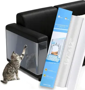 AISOON 118"x12" Cat Scratch Furniture Protector Tape, Self-Adhesive Clear Couch Protector from Cat Claws - Heavy Duty Anti-Scratch Deterrent Shield for Sofa, Walls, Doors, Beds and Tables