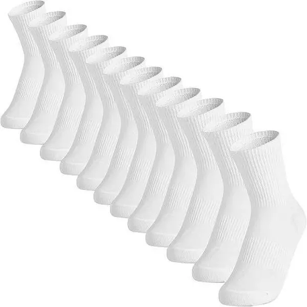 Cotton Cushioned Crew Socks - 6 Pairs Breathable Fabric Socks for Gym, Running
