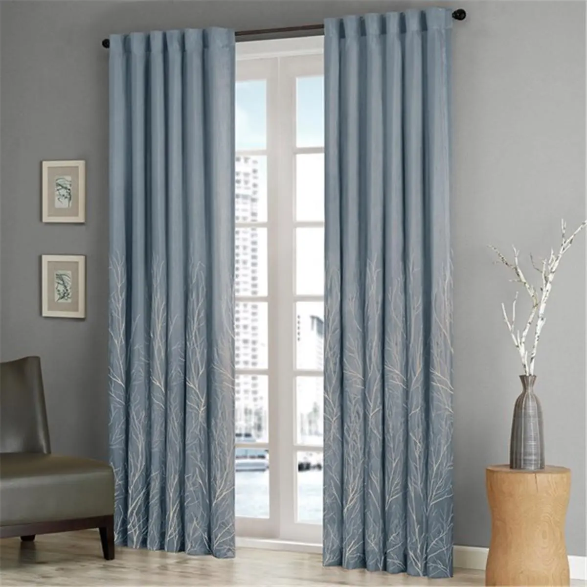 Madison Park Andora 1-Piece Window Panel - Blue, 84 in. - Casual/Tailored Nature Motif for Room Decor, House Decor