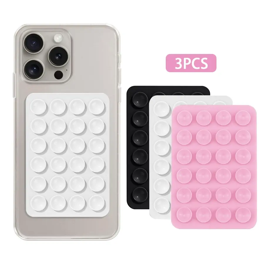 3-Piece Set Single-Sided Silicone Suction Cup Phone Back Sticker Holder Grip Mount, Cellphone Grip, Durable & Flexible Design, Easy Installation, Perfect for Smartphone Accessories