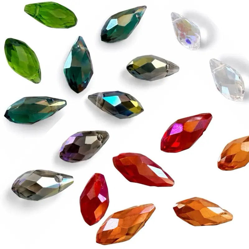 25 AB Faceted Teardrop Glass Beads with Top Drilled Holes, 11.5-13mm for Jewelry DIY, Beading Supplies, Faceted Teardrops