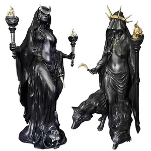 Gothic Hecate Statue, Dark Goddess Holding Torch, No Power Needed, Halloween Decor, Mystical Altar, Resin Sculpture Home Decor