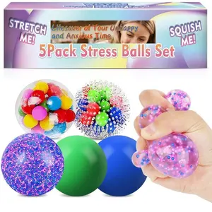 5-Pack Stress Balls for Adults 2.36" Squishy Stress Relief Balls Colorful Squeeze Sticky Balls Fun Easter Birthday Gifts