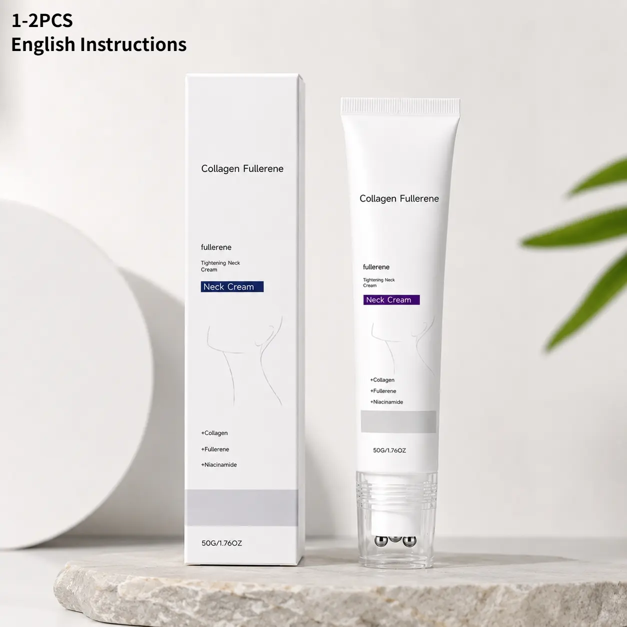 Reduces Wrinkles and Double Chin,Five Rollers for All Around Massage,Neck Firming Cream,Collagen Neck Cream,Relieves Edema,Suitable for Wrinkled Skin,with Hyaluronic Acid,VitaminC+E, Moisturizer, Skin Care, Beauty Products