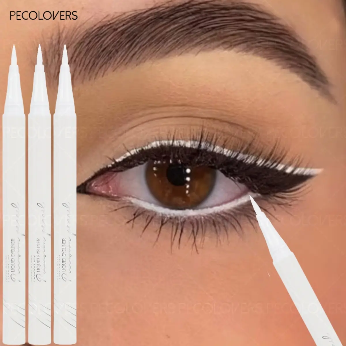 3pcs White Eyeliner Pens, Fine Tip Eyeliner, Liquid Eyeliner, Makeup Eyeliner, Eye Makeup Products, Water-Resistant And Sweat-Proof, Allowing You To Effortlessly Create Trendy Eyeliner