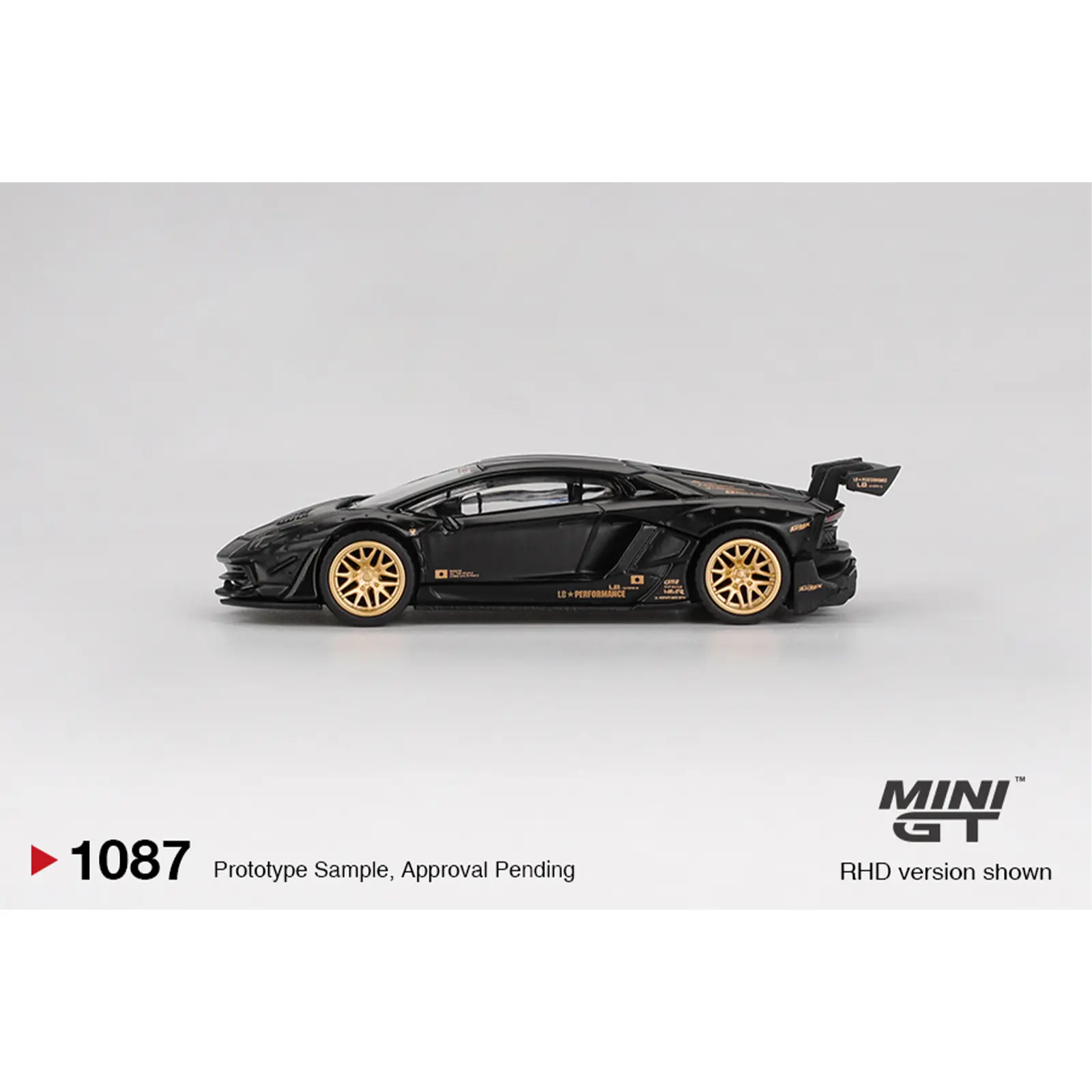 Mini GT LB-WORKS Lamborghini Aventador Limited Edition, Matte Black, 1:64 Scale, Diecast Model Car