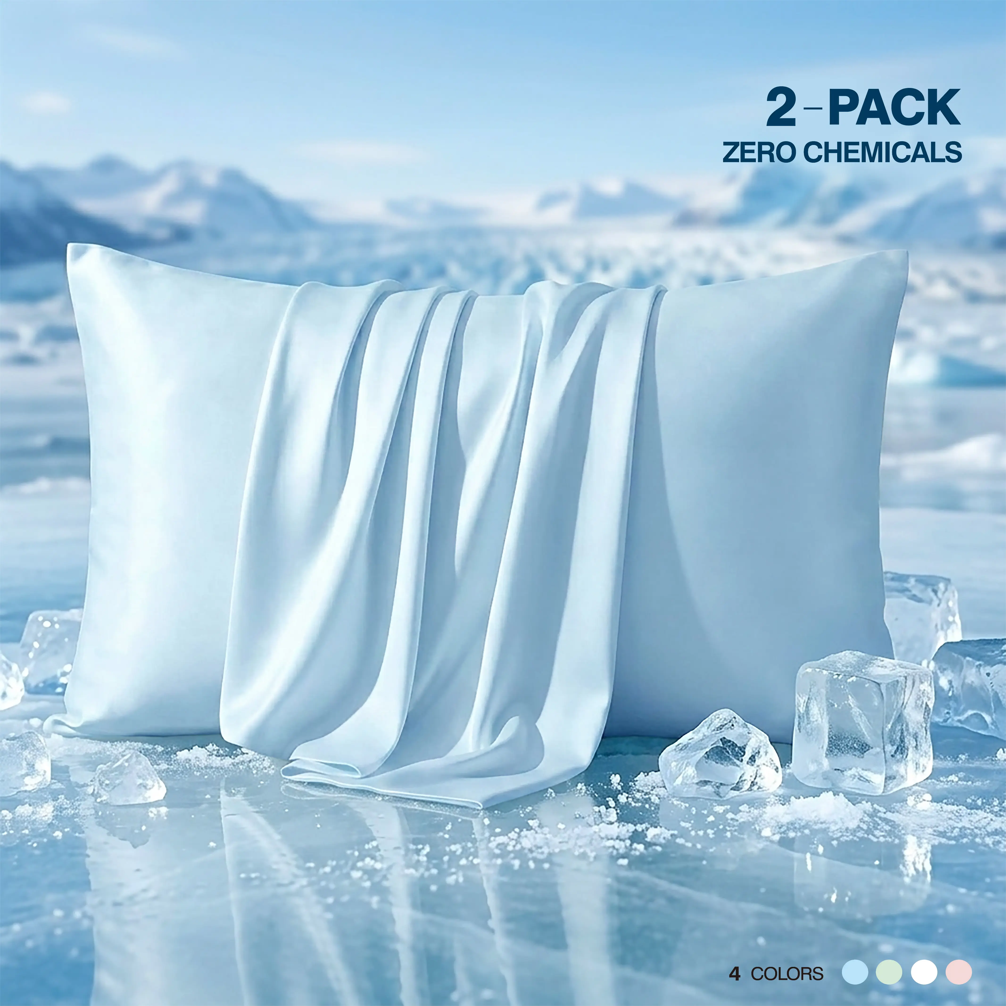 [2 Pack]Cooling Pillowcases for Hot Sleepers | Cool-to-the-Touch Silky Soft | Stop Night Sweats | Frizz-Free for Hair and Skin Care