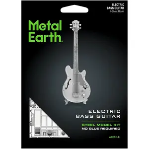 Electric Bass Guitar 3D Figure Model Kit (Steel, Easy Difficulty) - Fascinations - Metal Earth Series - (2023)