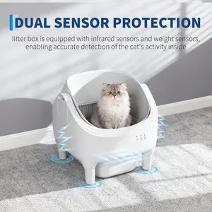 Automatic Self-Cleaning Cat Litter Box, Smart WiFi App Control Robot Cat Litter Box with 7-Layer Safety Sensors, 10.5L Large Waste Bin & Odor Control, Open-Top Design for Easy Access