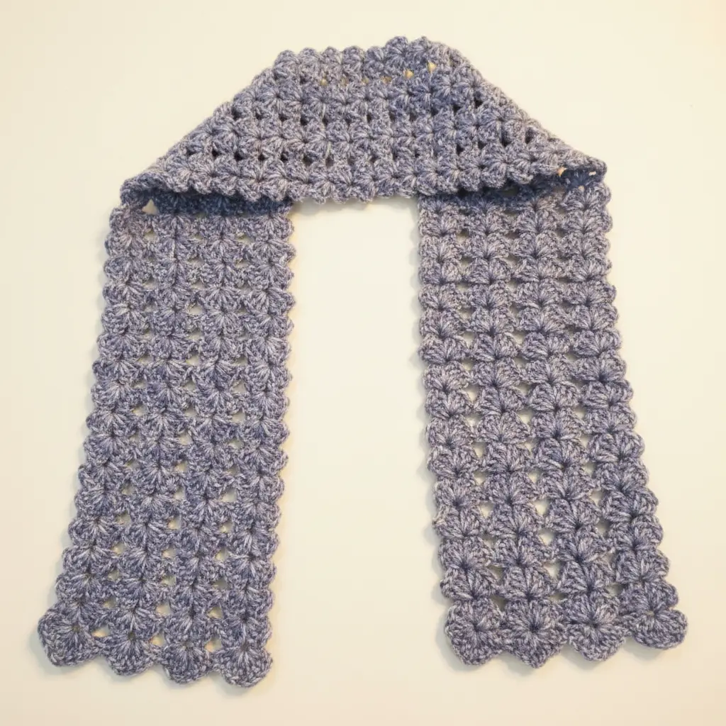 Denim Blue Crochet Scarf, Fashionable Scarf, Soft Warm Shawl, Casual Everyday All-Seasons Accessory