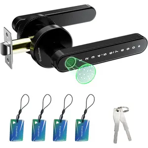 Fingerprint Door Lock Biometric Door Knob with Keypad Keyless Entry Door Locks for Bedrooms Home Hotel Office Apartment Black