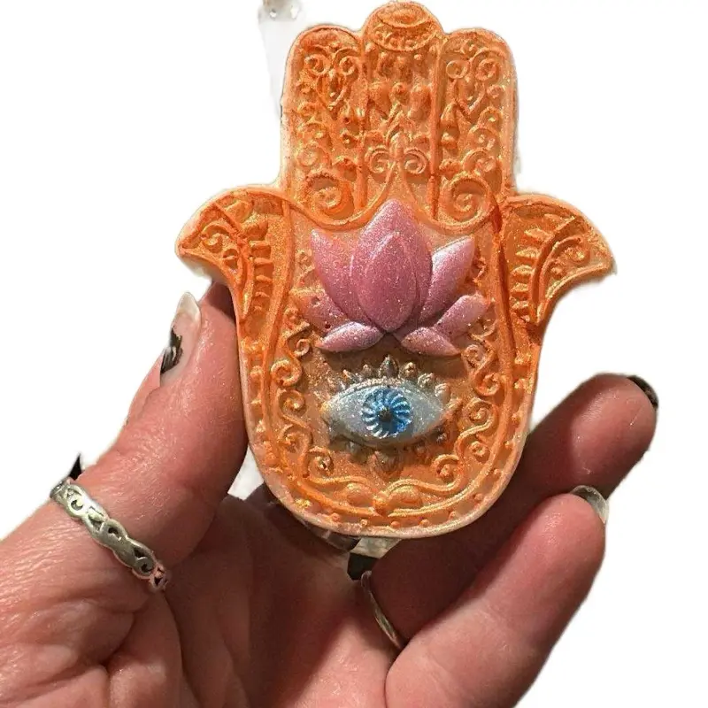 Intention Candles -  hand of God Design with Lotus Flower and Detailing