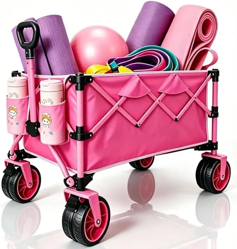 Heavy-Duty Collapsible Trolley with Large Capacity, All-Terrain Wheels, Lightweight Portability – Ideal for Outdoor Camping Gear, Beach Trips, Festival Use, Home Improvement & Building Supplies Transport