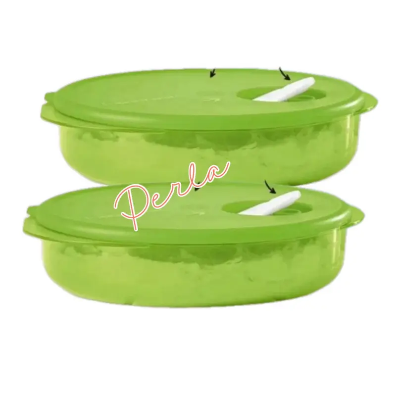 2-Piece Green Polycarbonate Kitchen Food Storage Container Set, 800ml Stackable Sealable Leakproof Airtight Containers, Microwave-Safe for Meal Prep, Sealable Container