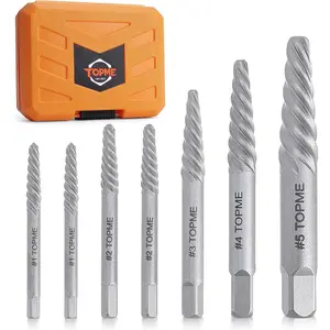 7PCS Easy Out Screw Extractor Set for Removing Damaged Screws, Broken Bolts and Studs
