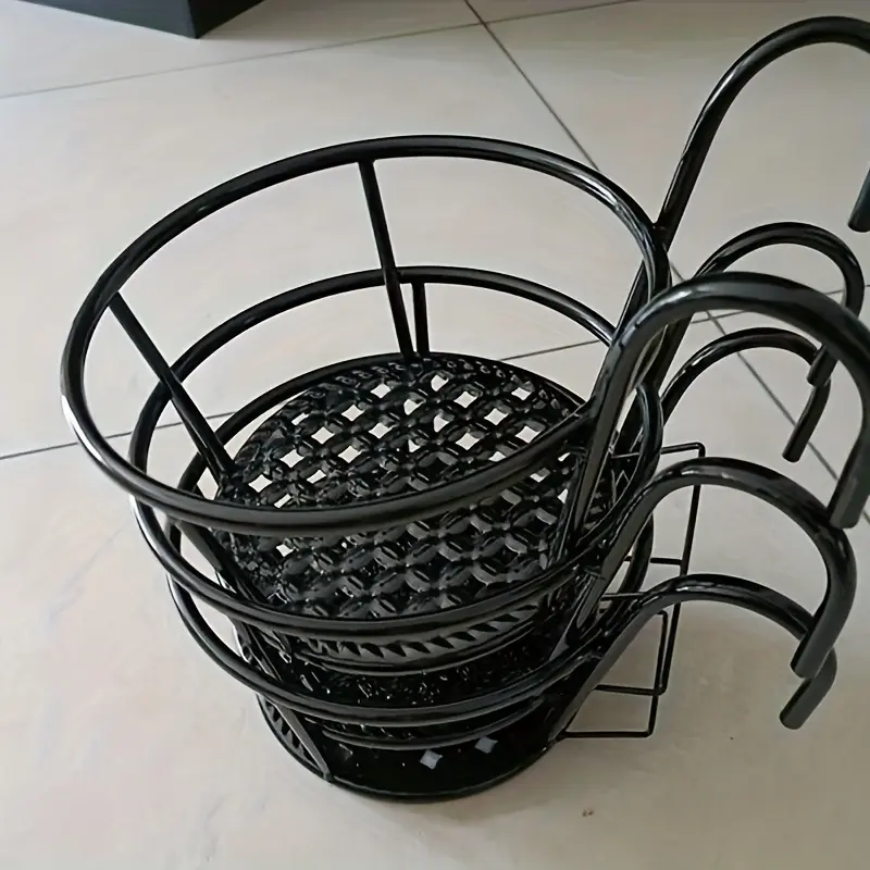 1set/3pcs Iron Hanging Flower Pot Racks with Hooks, Planter Holders, Hanging Planters, Metal Plant Hanging Baskets, Hanging Flower Stands, Planter Container Accessories, Flower Shelves, Garden Planter for Fences, Patios, Balconies, Outdoor Plants