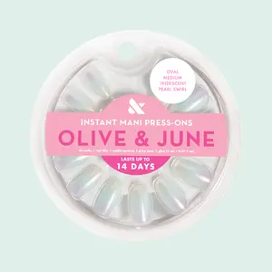 Iridescent Pearl Swirl Shimmer - Press-On | Medium | Oval