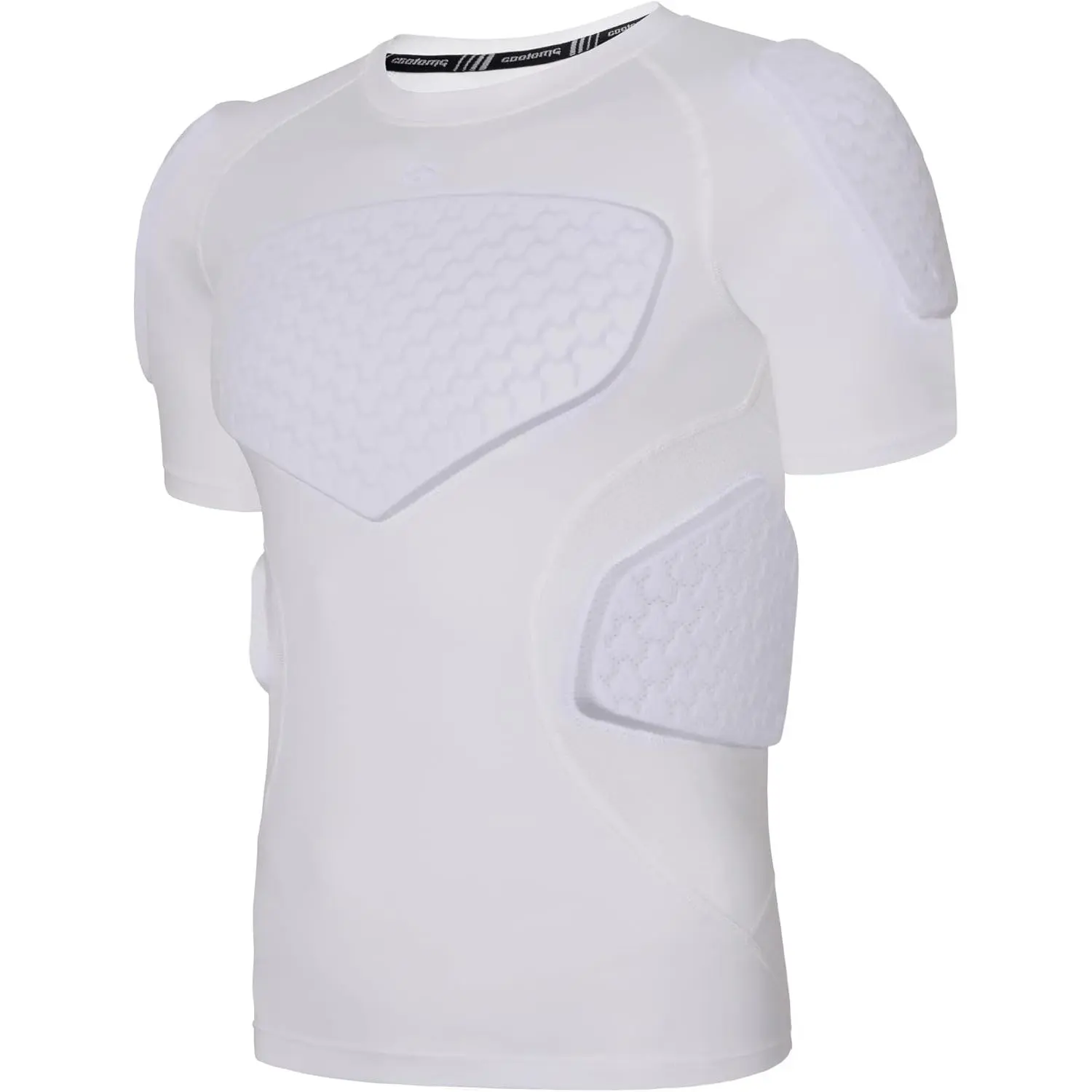 Mens Padded Compression Shirt Football Chest Rib Protector Undershirt Shoulder Back Protection