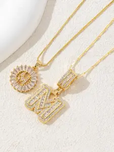 Women's Letter Pendant Necklace Set, Adjustable Chain Jewelry Gift, Copper Material, All Season Wear, Creative Design