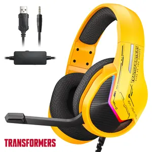[New Upgrade] Transformers TF-G15 Dual-Connector Wired PC Gaming Headset – The Perfect Gift for Gamers! Features 50mm drivers, noise-canceling mic, USB & 3.5mm ports, surround sound, inline control box, compatible with Xbox, PC, PS5 & Switch Dock Mode. fa