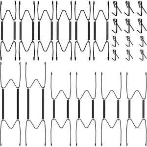 12 count Plate Hangers for The Wall 6, 8, 10 Inches Black Invisible Heavy Duty Stainless Decorative Wire Plate Hangers Stainless with 12 count Hooks with Nails for Indoor Decorative