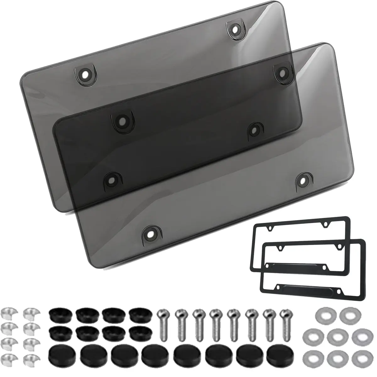 2 Pack License Plate Frames Stainless Steel Universal Fit for US Vehicles 4 Holes Design Does Not Block Plate Information