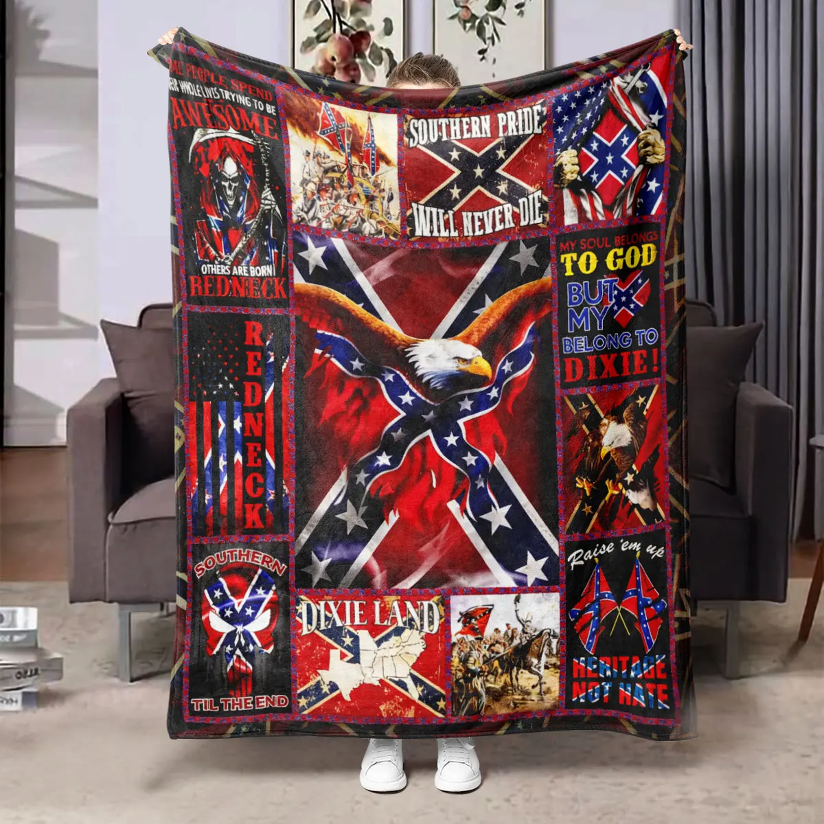 Eagle and Flag Print Flannel Blanket, Comfortable Sofa Throw, Dormitory Blanket, Air Conditioning Blanket, Figure Print Blanket, Perfect Holiday Gift, Decorative Blanket, Washable Blankets, Blanket Gifts