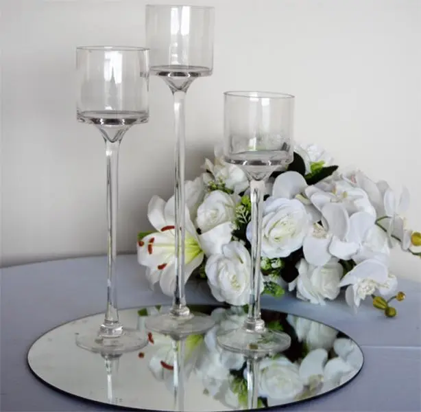 Pedestal Hurricane Candle Holder Set of 3 (12", 14", 16"H) CX1005