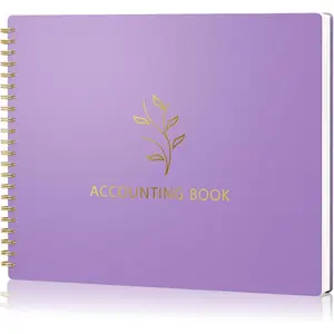 Accounting Ledger Book for Small Business Bookkeeping & Personal Use, Horizontal Expense Tracker Notebook for Family Budget, Bookkeeping Record Book for Money Expense & Income Log Journal, Purple