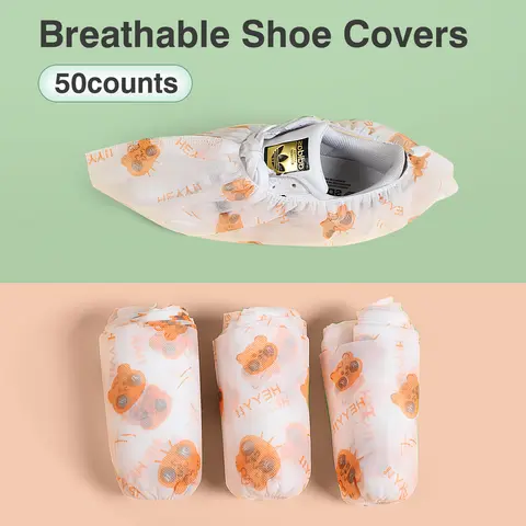 50 Counts Shoe Covers Disposable, Non Slip Durable Dust-proof Boot Covers for Indoor and Outdoor Fits Most Shoes Boots