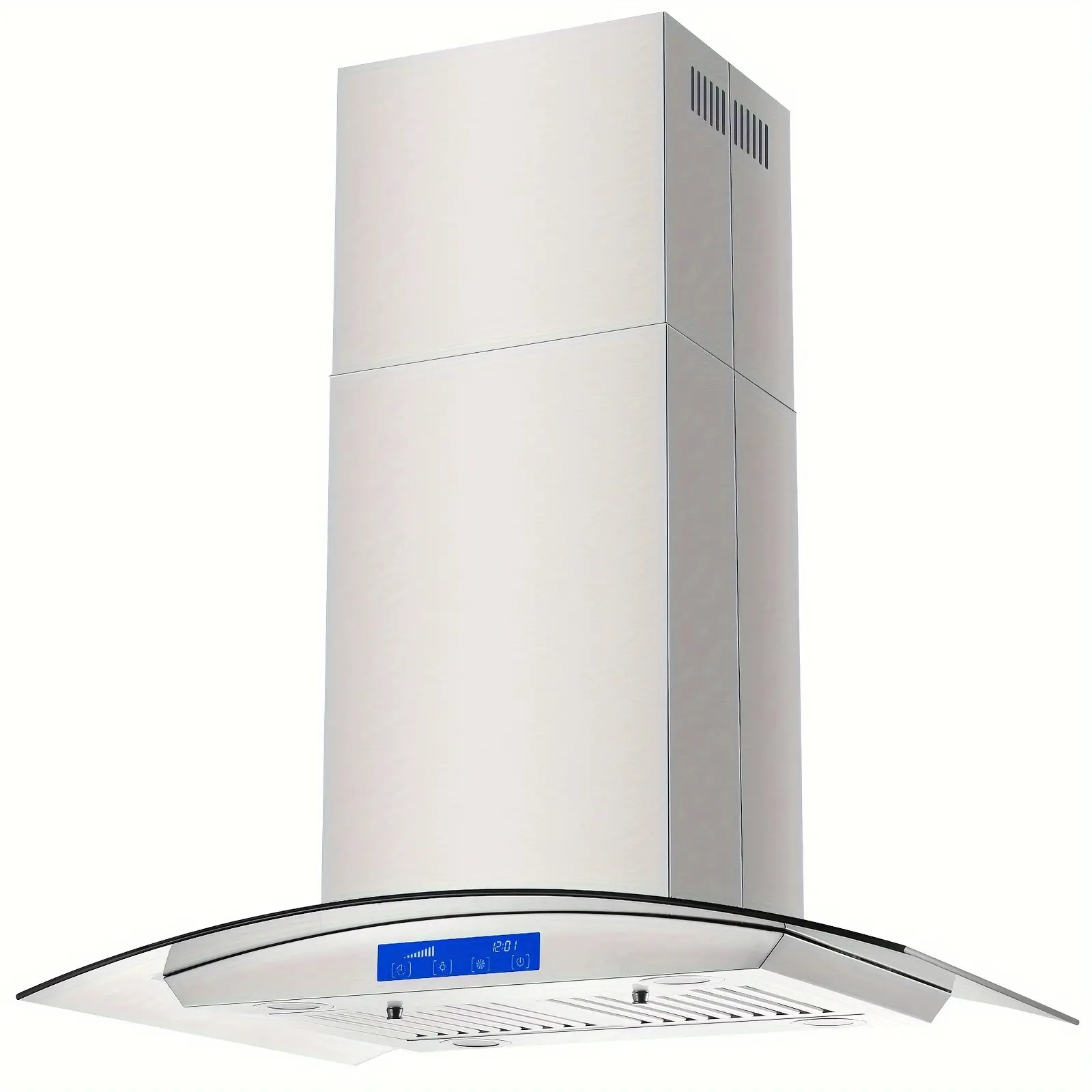 30-Inch 700 CFM Ceiling-Mount Island Range Hood - Stainless Steel Kitchen Appliances, Ducted-Duct Convertible Stove Exhaust Fan, 120V Plug-In Durable Metal Household Vent Hood with Aluminum Pipe, YY0275