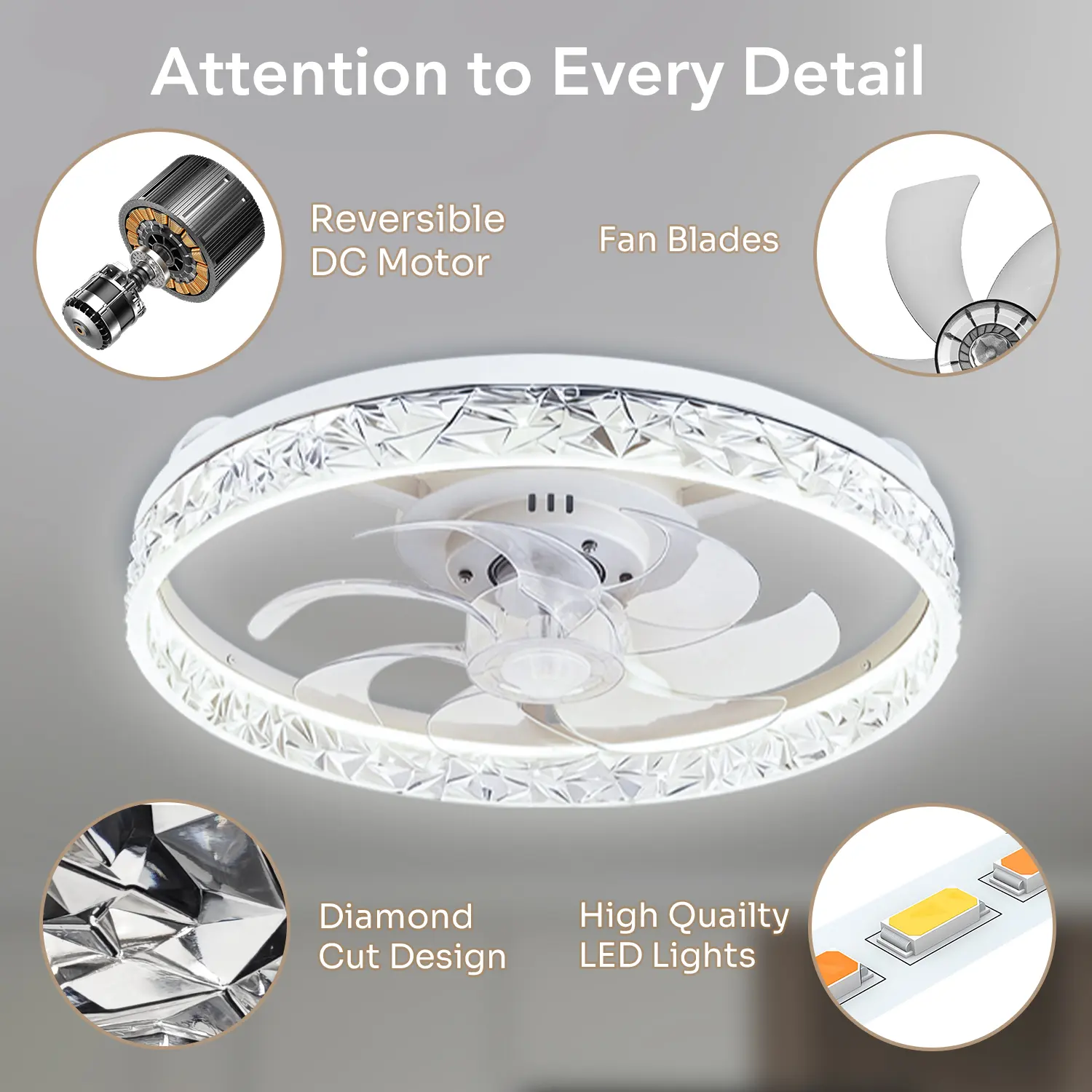 GALENTAL Cristais Multifunctional Ceiling Fan with Light, Remote Control/APP, 6 Wind Speeds, Timing Function, Reversible DC Motor, Adjustable Brightness & 3 Color Temperatures, Low Noise for Living Room, Bedroom, Study, Summervibes GALENTAL Cristais Multifunctional Ceiling Fan with Light, Remote Control/APP, 6 Wind Speeds, Timing Function, Reversible DC Motor, Adjustable Brightness & 3 Color Temperatures, Low Noise for Living Room, Bedroom, Study, Summervibes