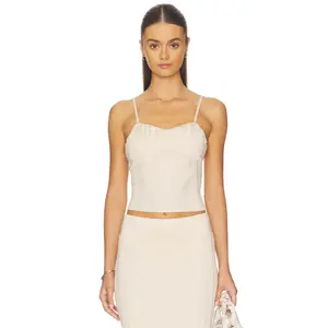 fleur du mal Rib Darted Cami Top in Tahini