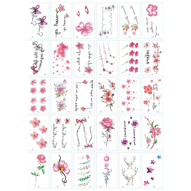 Fresh-Style Temporary Tattoo Kit - Wholesale In-Stock Manufacturer Supply, Assorted English Letter & Cartoon Designs, Small-Batch Customizable, Bundle & Pre-Packaged Assorted Tattoos, Assorted Temporary Tattoos