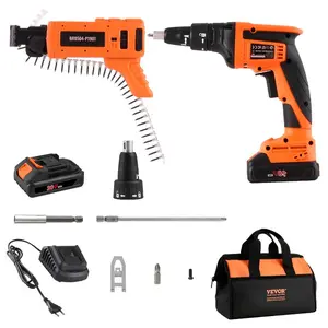 VEVOR Drywall Screw Gun, 20V Max Drywall Screwgun, 4200RPM Brushless Cordless Drywall Gun Kit with 2 Battery Packs, Charger, Belt Clip, and Tool Bag, Forward and Reverse Adjustable, Built-in LED LightVEVOR Super Brand Day